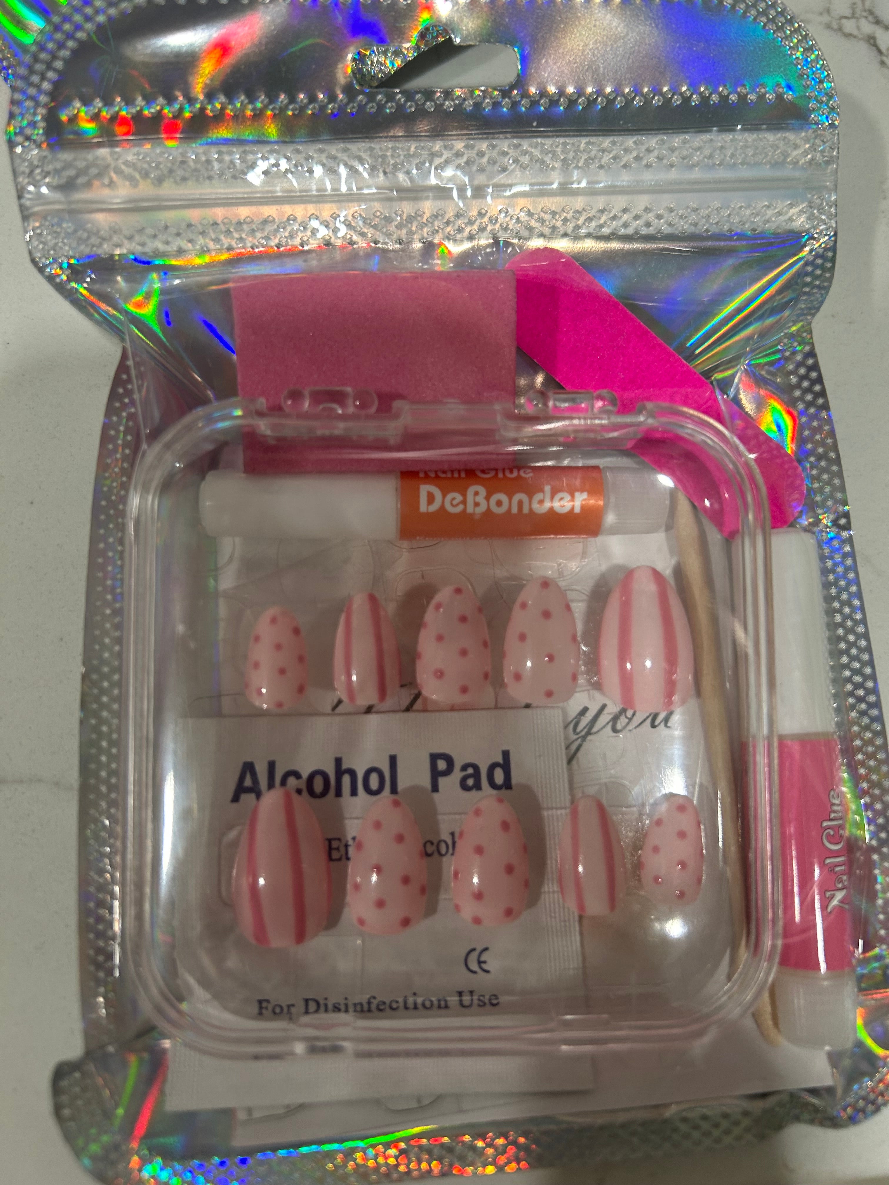 Pink stipe and dot